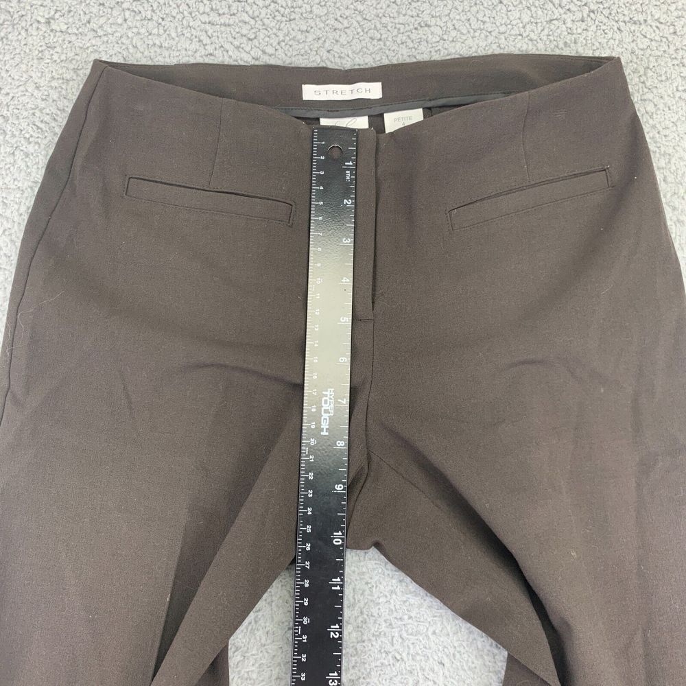 Emma James Pants Womens 4 Petite Brown Mid-Rise Straight Leg Stretch Dress Slack - Picture 9 of 10